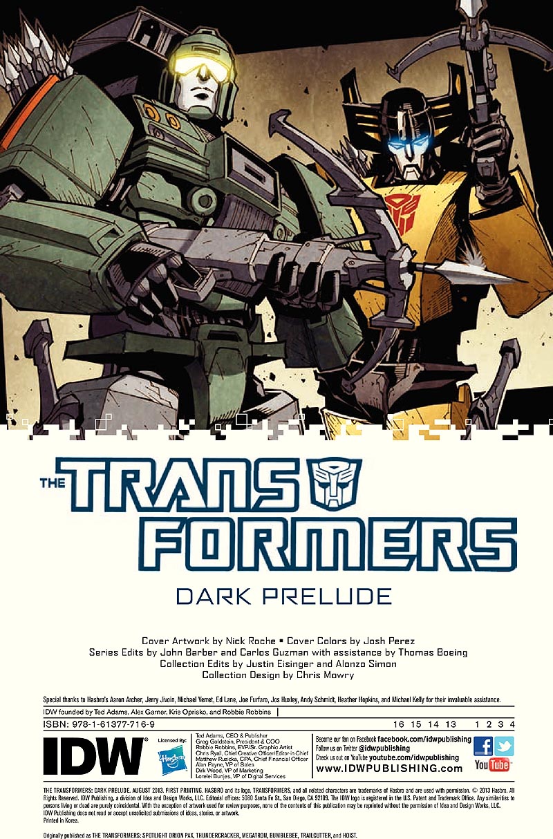Transformers: Dark Prelude Trade Paper Back 10 Page Comics Preview